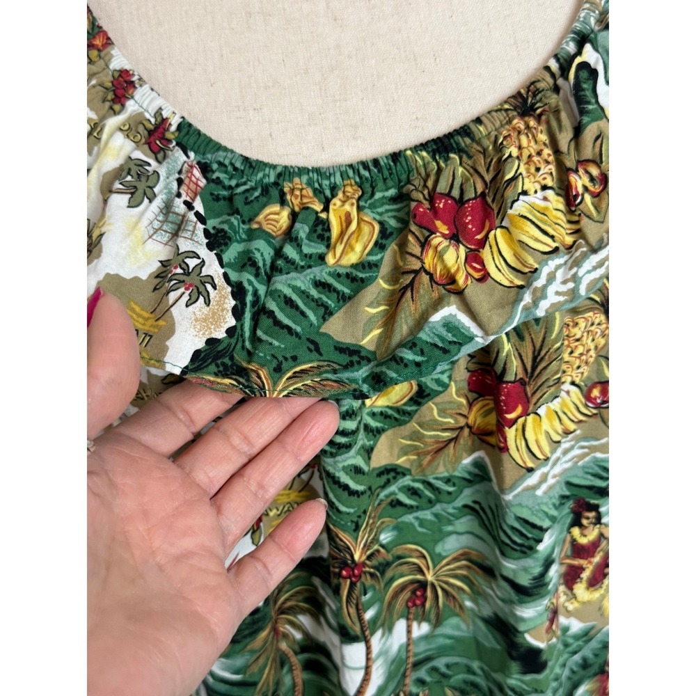 Hilo Hattie Hawaiian Original Muumuu Dress Large Land of Aloha Map Print Green - Picture 4 of 8